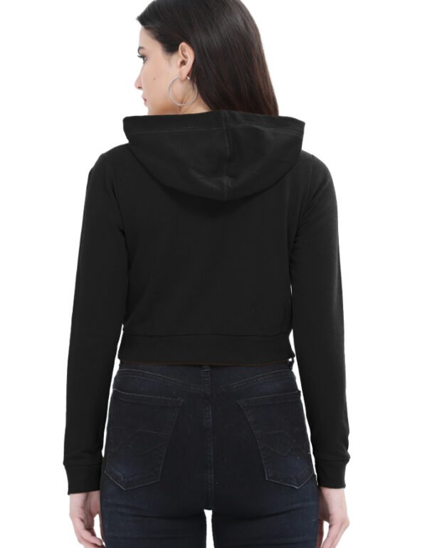 WOMEN CROPPED BLACK HOODIE
