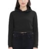 WOMEN CROPPED BLACK HOODIE