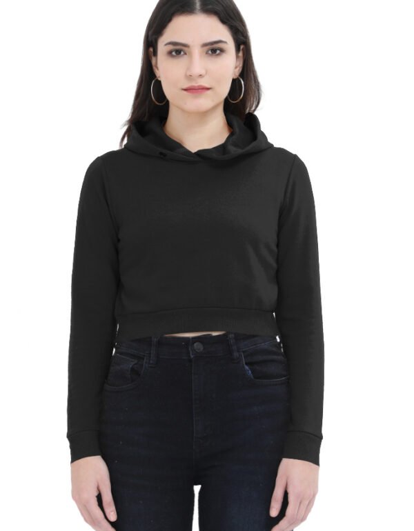WOMEN CROPPED BLACK HOODIE