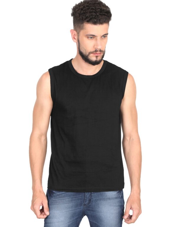 MEN SLEEVELESS BLACK T-SHIRT