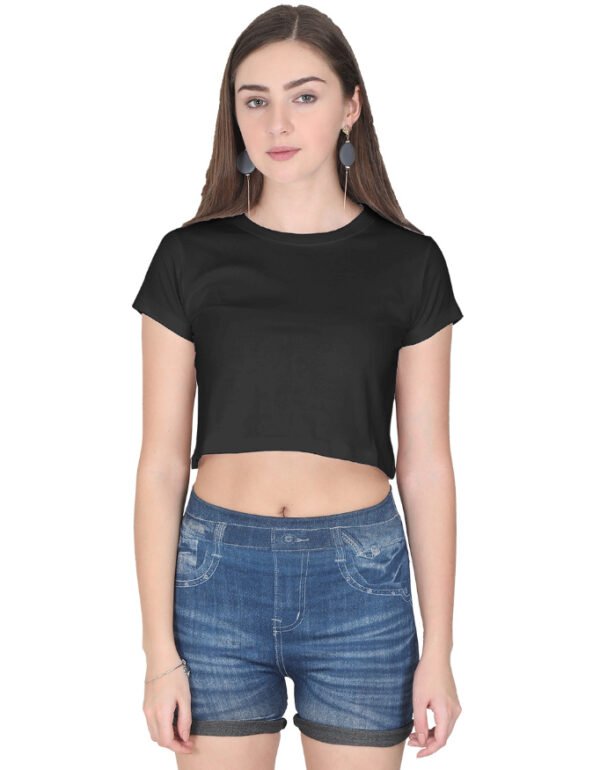 WOMEN CROPPED BLACK TOP