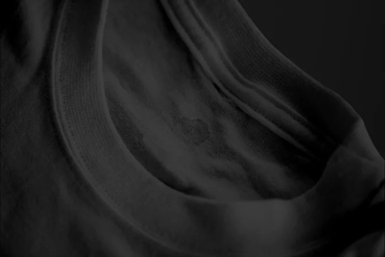 Black crewneck t-shirt in close up